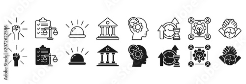 Tableau sur toile Salience model icon set. Legitimacy and urgency symbol