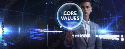 Business, Technology, Internet and network concept. Core values responsibility ethics goals company concept.