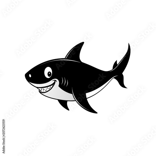 Cartoon shark with a toothy grin design on transparent background
