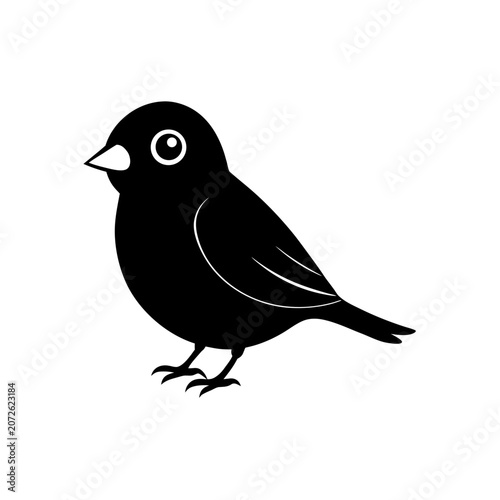 Illustration of a small black bird icon on transparent background