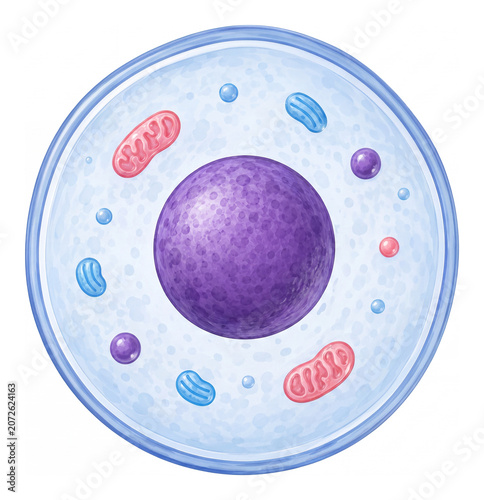 Detailed Illustration of a Human Cell with Internal Organelles