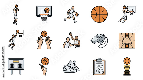 Professional basketball tournament and team management icons.