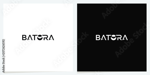 Batora Hidden Bat Wordmark Logo.Premium wordmark logo featuring custom typography with a hidden bat symbol integrated through negative space.