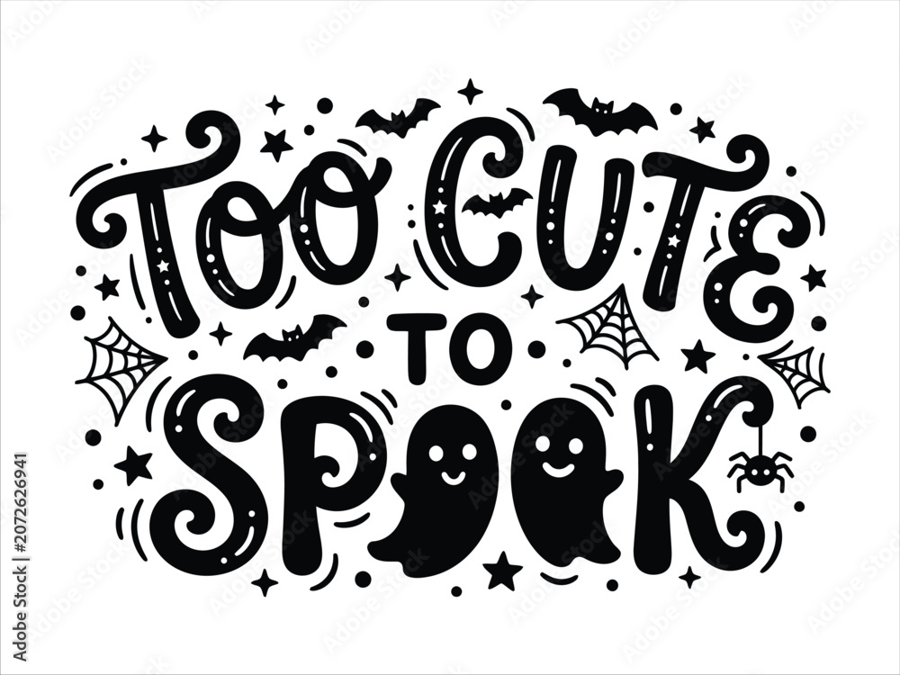 Fototapeta premium Halloween typography with cute ghosts and spooky elements