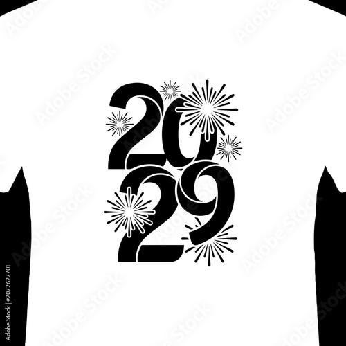 2029 graphic with fireworks on t-shirt mockup t shirt white background