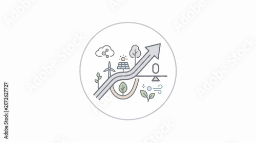 Financial Growth and Environmental Sustainability Icons in Dot Pattern