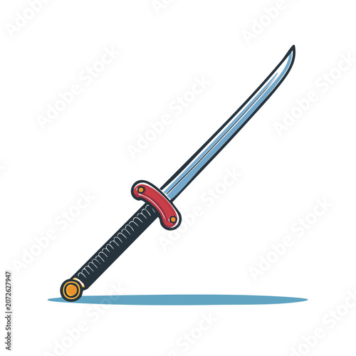 Flat illustration of a samurai sword
