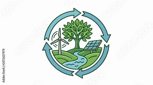 Eco Friendly Recycling and Energy Halftone Pattern