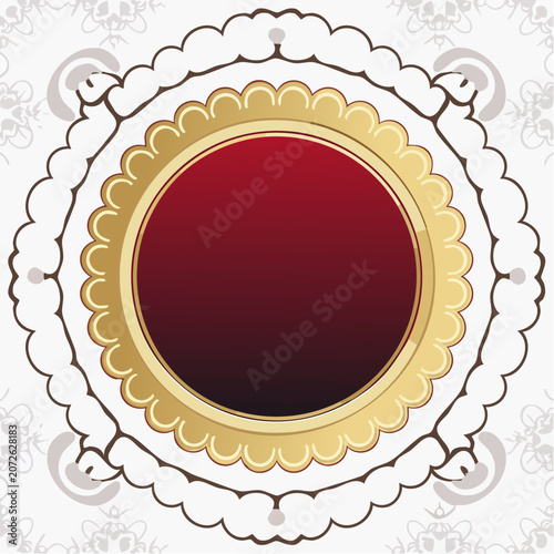 Ornate Circular Frame with Red and Gold Gradient