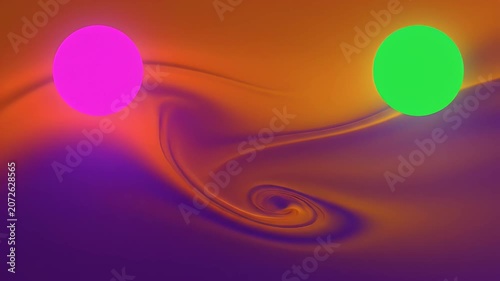 Abstract Colorful Swirling Liquid with Glowing Orbs Dynamic Motion Background.