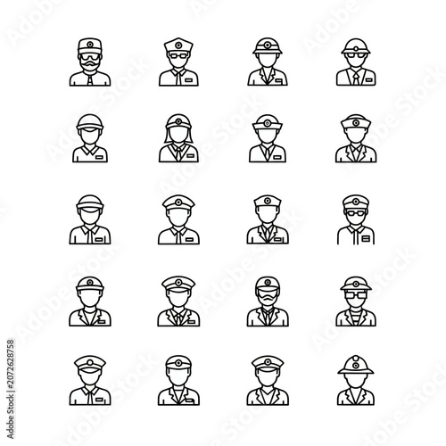 Professional worker and service personnel avatar icons