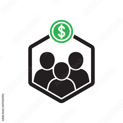 shareholders team like remuneration or grant icon. outline simple trend ico with dolar logotype graphic stroke design web element isolated on white. concept of economy success or crowdfunding symbol
