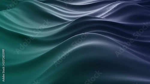 Abstract Flowing Waves in Gradient Teal and Purple Colors, Smooth Motion Background.