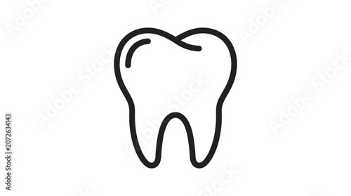Tableau sur toile Tooth Silhouette On White Background A Simple Line Drawing