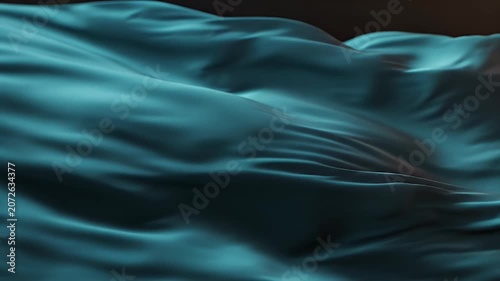 Abstract Flowing Teal Fabric Waves and Ripples Background Loop.