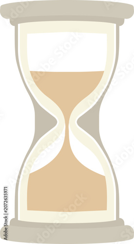 Beige hourglass with falling sand illustration