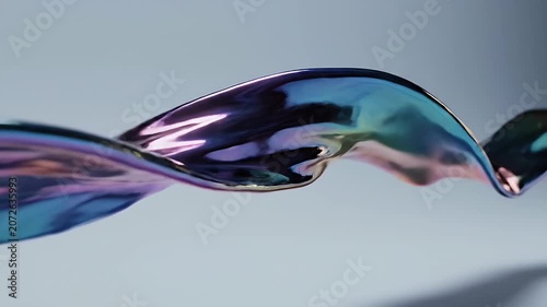 Mesmerizing Iridescent Liquid Flowing and Twisting in a Dynamic Abstract Display.