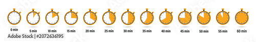 Fotografie Timer and Stopwatch Icon Set – Timer, clock, stopwatch isolated set icons