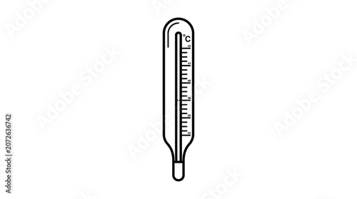 Photos Glass thermometer with celsius scale black line silhouette