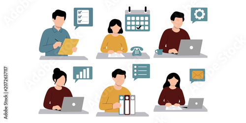 Handrawn Office Administration Illustration