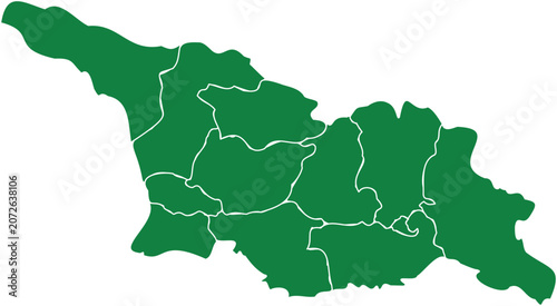 Green political map of Georgia country with regional administrative divisions