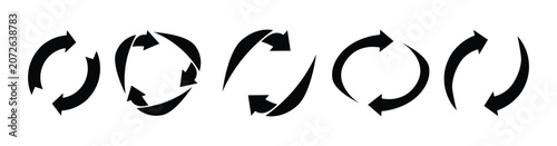 Fotografía A collection of circular arrow icons representing refresh, reload, update, synchronization, repetition, and cyclic processes