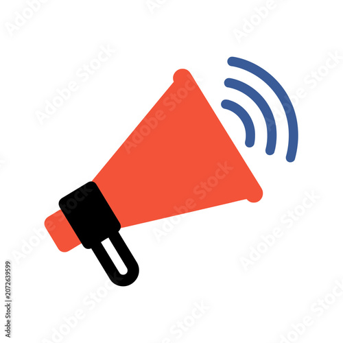 Red megaphone with sound waves icon