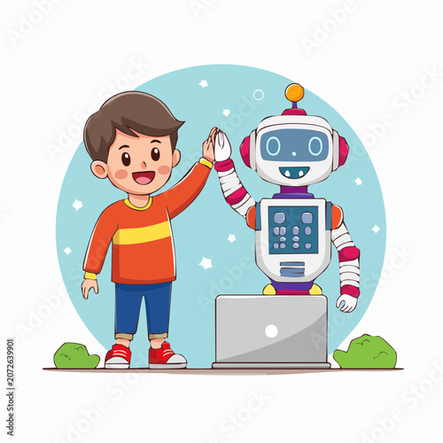 Boy and Robot High Five