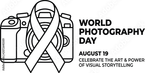 Cuadro en lienzo World photography day graphic with camera and ribbon illustration