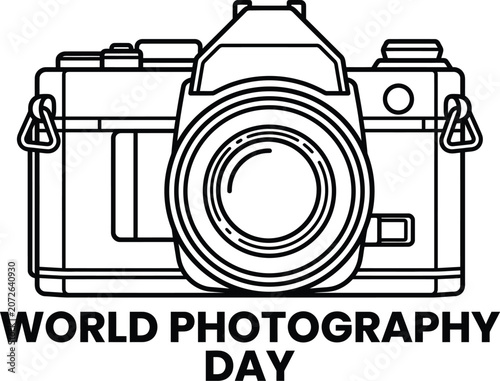 Canvastavla World photography day illustration with vintage film slr camera graphic