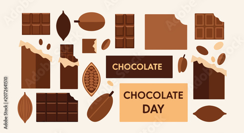 Fotografi Chocolate assortment on a beige background