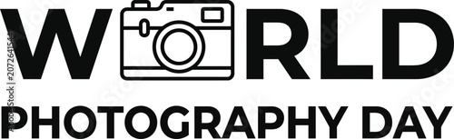 Quadro su tela World photography day logo camera integrated into typography