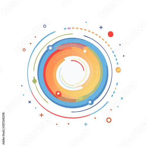 Flat vector target with concentric rings and crosshair