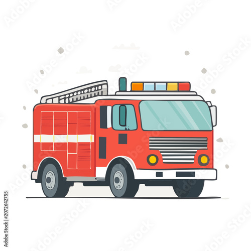 Red double decker bus flat illustration