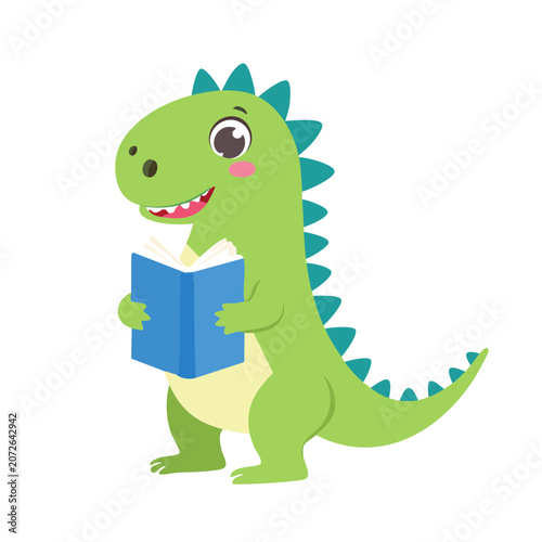 Cartoon green dinosaur character illustration