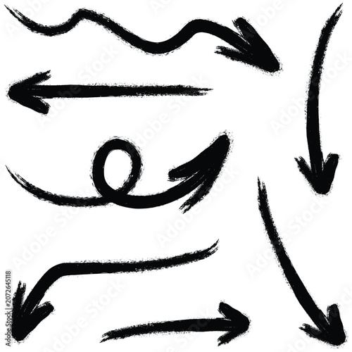 Black brushstroke vector arrows collection directional indicators for presentations and graphic design