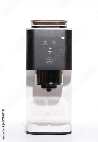 Automatic coffee machine on a white background