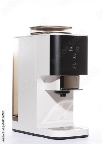 Automatic coffee machine on a white background