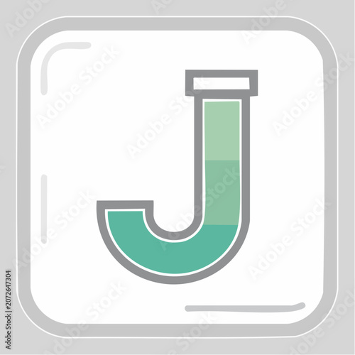 Flat design icon of the letter J with green and gray colors