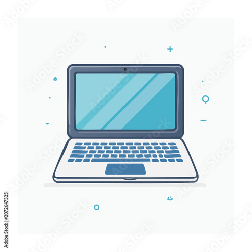 Flat design laptop illustration on white background