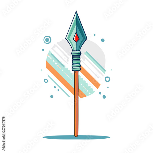 Flat illustration of a medieval spear with teal blade