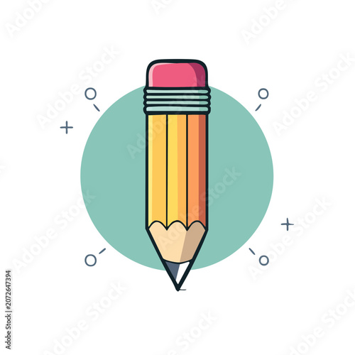Flat vector illustration of a pencil with eraser