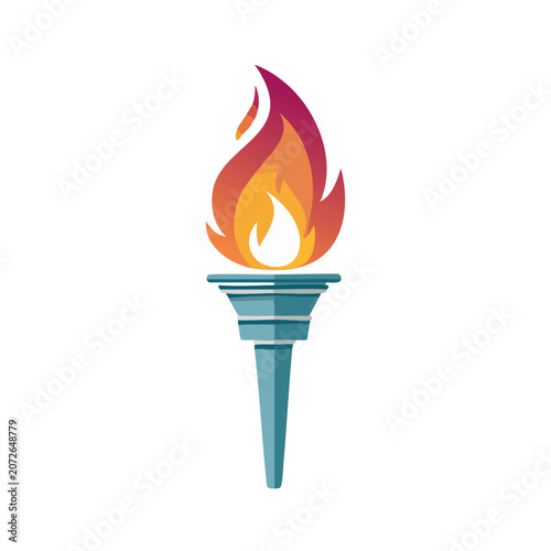 Flat design torch with flame vector icon