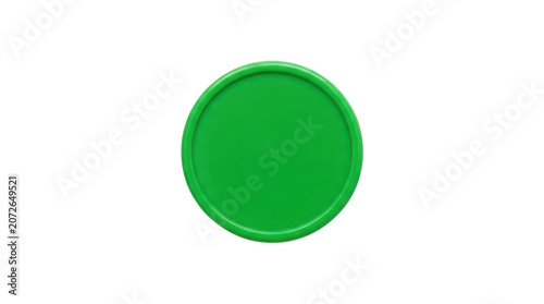 A single green plastic bottle cap isolated on transparent background