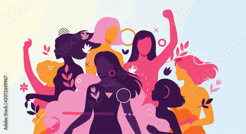 Fotografie A vibrant illustration of diverse women celebrating together