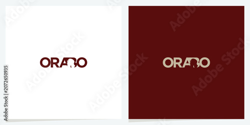 Orabo Hidden Baboon Wordmark Logo.Premium wordmark logo featuring a hidden baboon symbol integrated into custom typography using negative space.