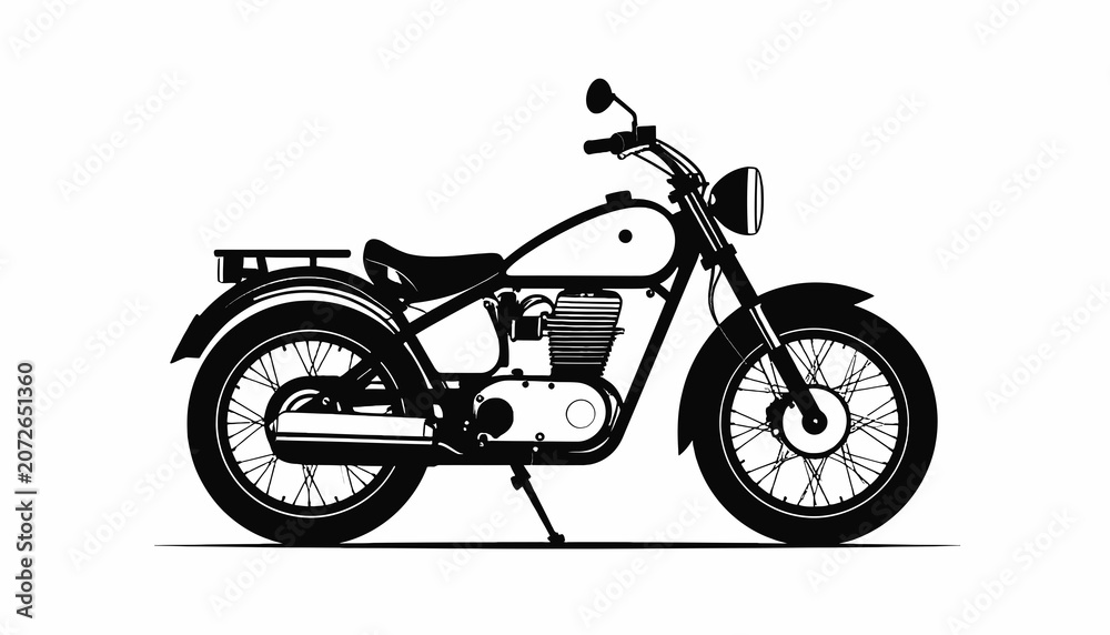 Obraz premium Classic Motorcycle Side View Illustration.