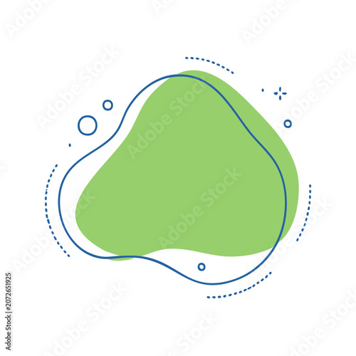 Abstract green blob with blue outline vector