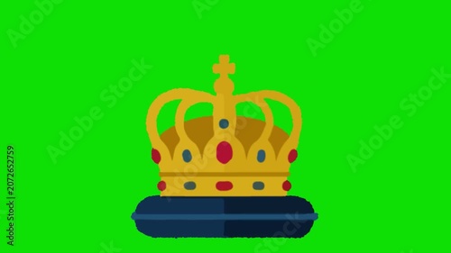 The crown sits on a pedestal with a green background. Fiesta de la Tirana in Chile. 