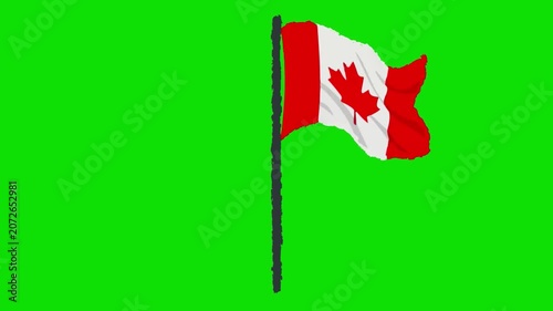 The Canadian flag waves on a green screen background. Canada Day in Canada. 
